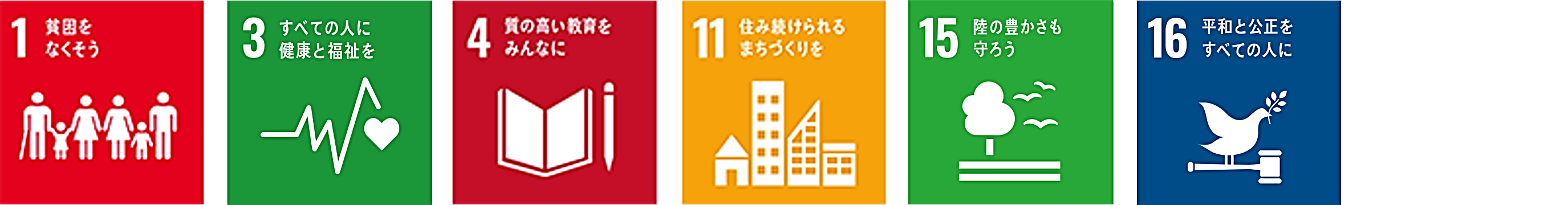 目標 1 貧困をなくそう 目標 4 質の高い教育をみんなに 目標 10 人や国の不平等をなくそう 目標 11 住み続けられるまちづくりを 目標 17 パートナーシップで目標を達成しよう